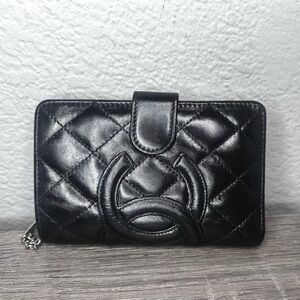 Chanel Black Quilted Lambskin Leather Wallet